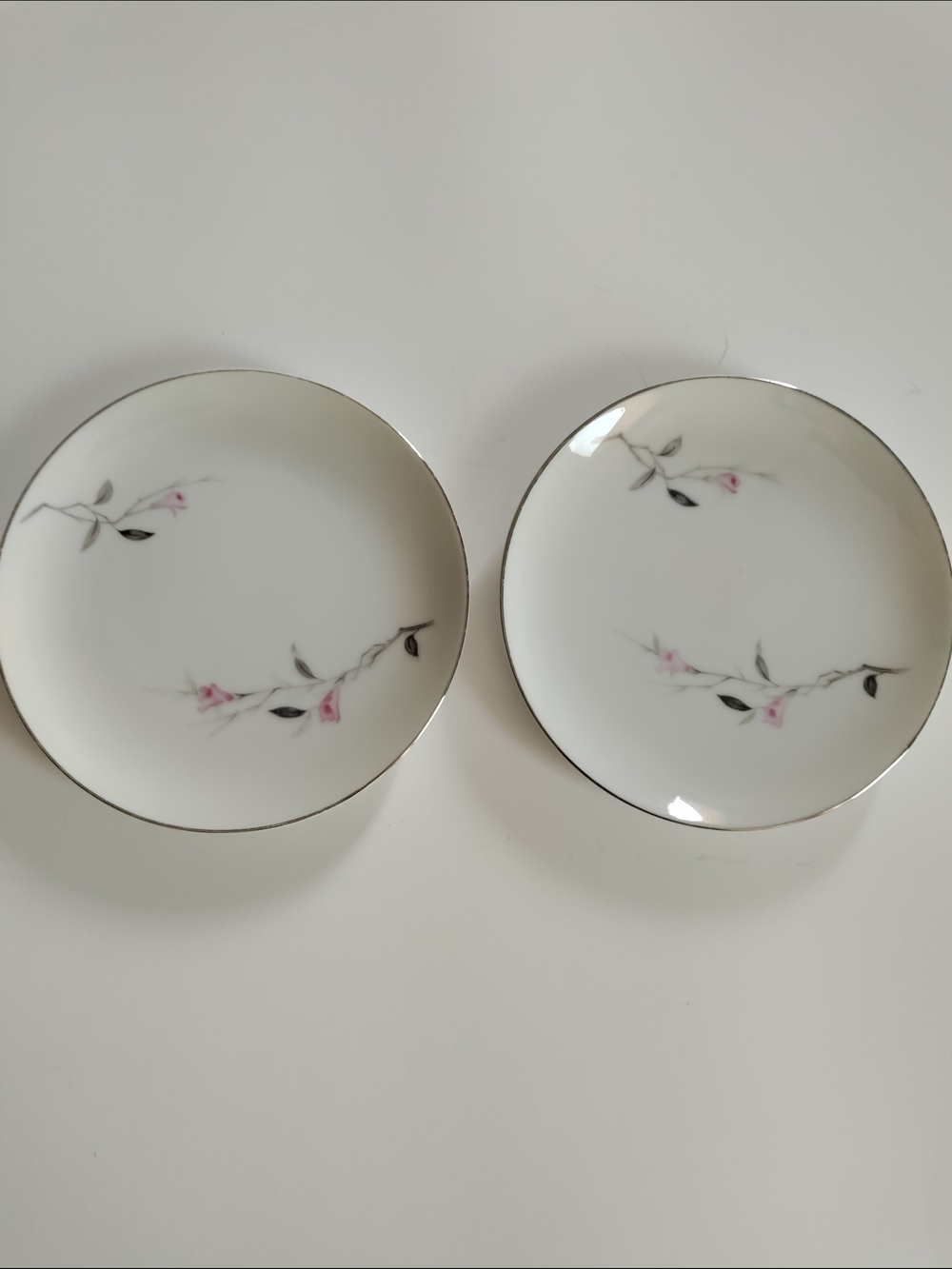 Cherry Blossom Classic White Fine China Bread and Butter Dish Pink Floral Accent